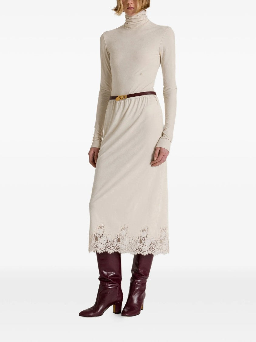 Alberta Ferretti Neutrals Triacetate Blend Fitted Turtleneck Top