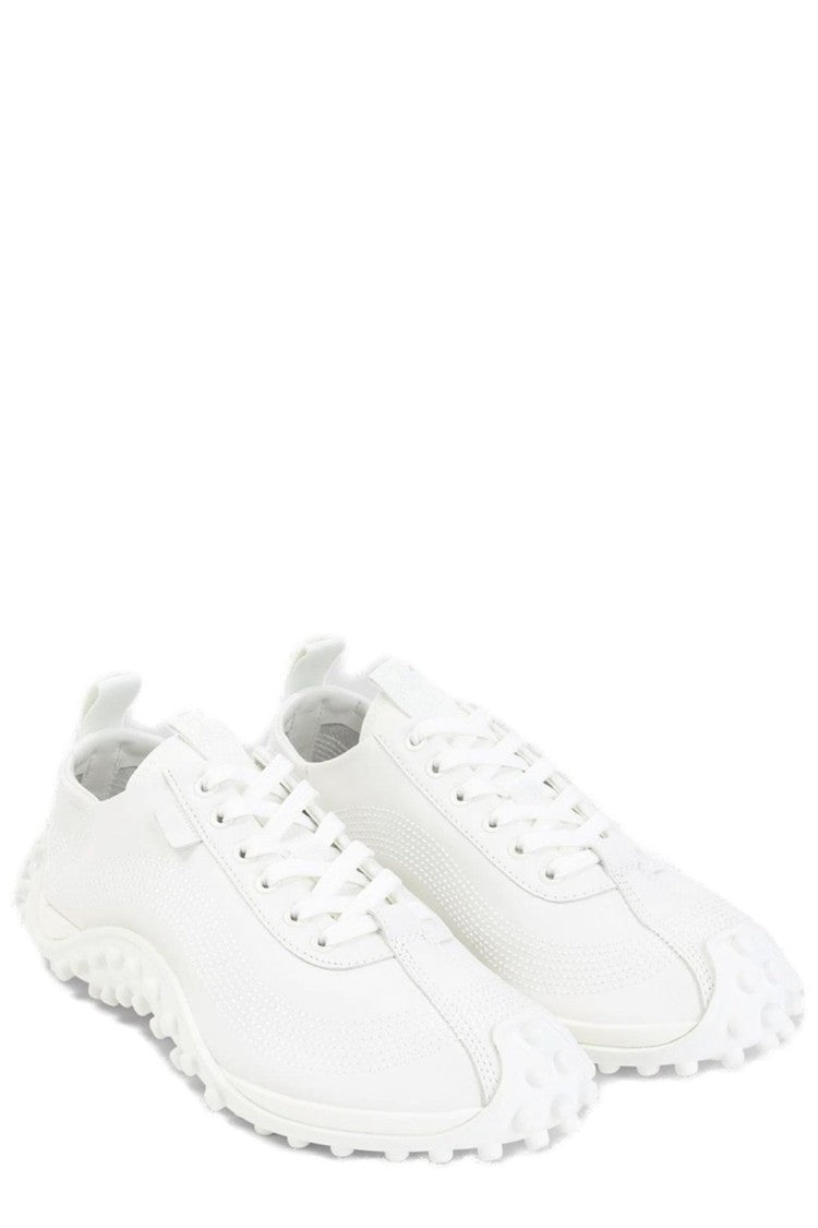 Ami White Leather Low-Top Sneakers With Lace-Up Design