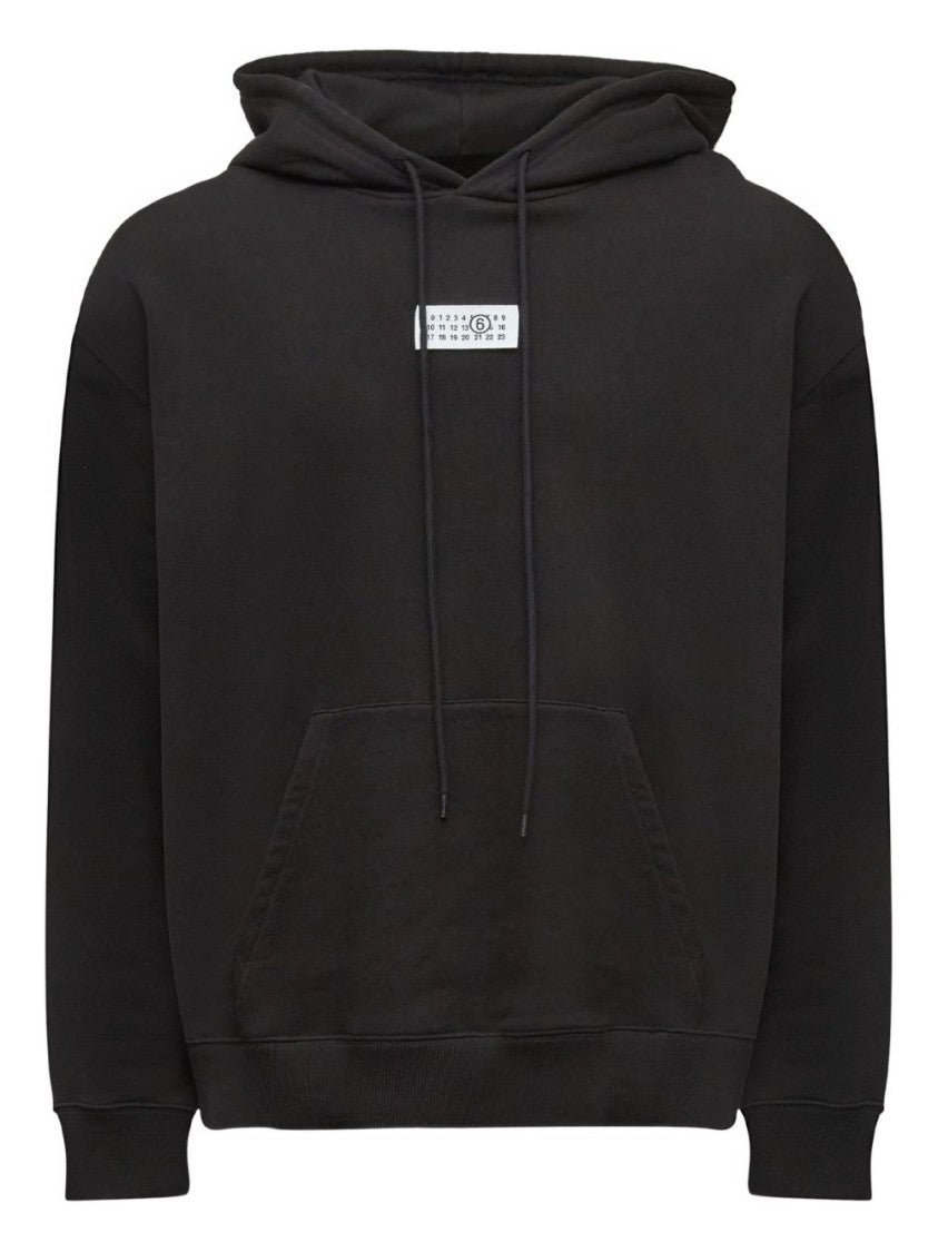 Mm6 By Maison Margiela Black Hoodie Sweatshirt With Adjustable Drawstring