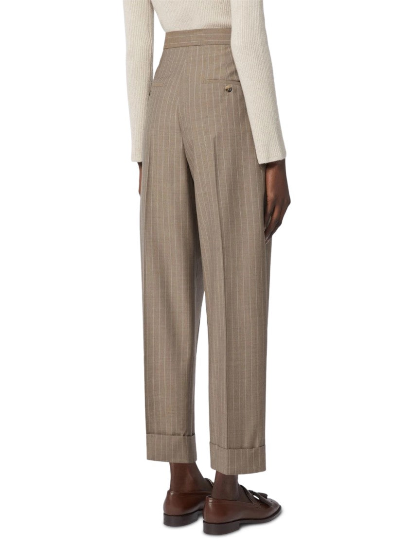 Max Mara Tailored Long Trousers With Vertical Pinstripes