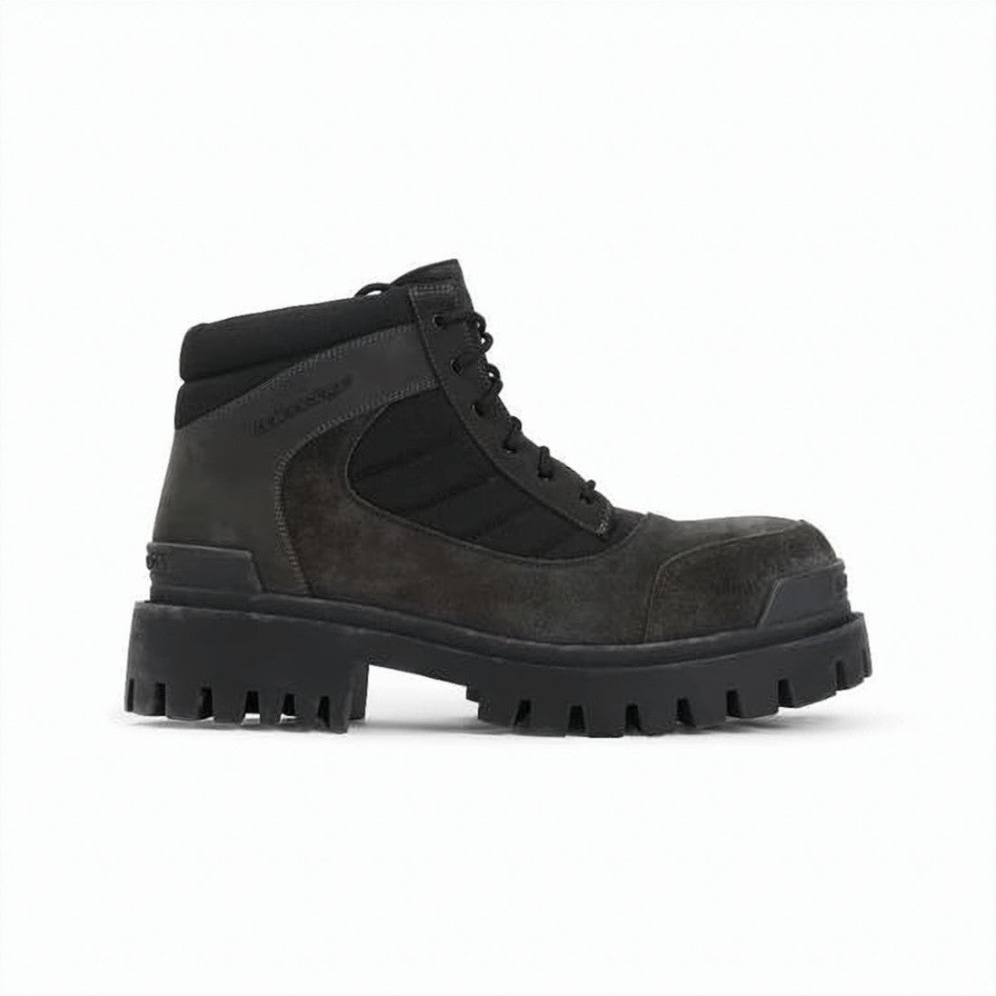 Balenciaga Rugged Black Lace-Up Boots With Calf Leather