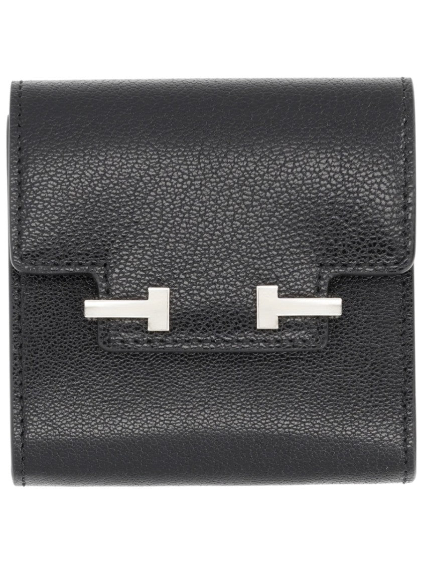 Tom Ford Neutrals Flap Metallic T Clasp Wallet