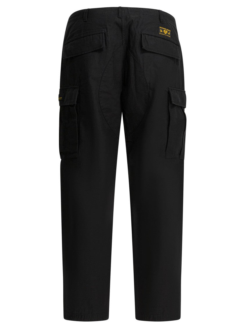 Human Made Relaxed Fit Cargo Trousers In Black Cotton