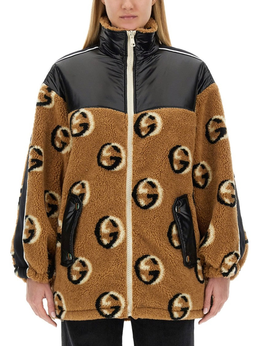 Gucci Jacquard Pattern Zipper Jacket In Luxurious Wool