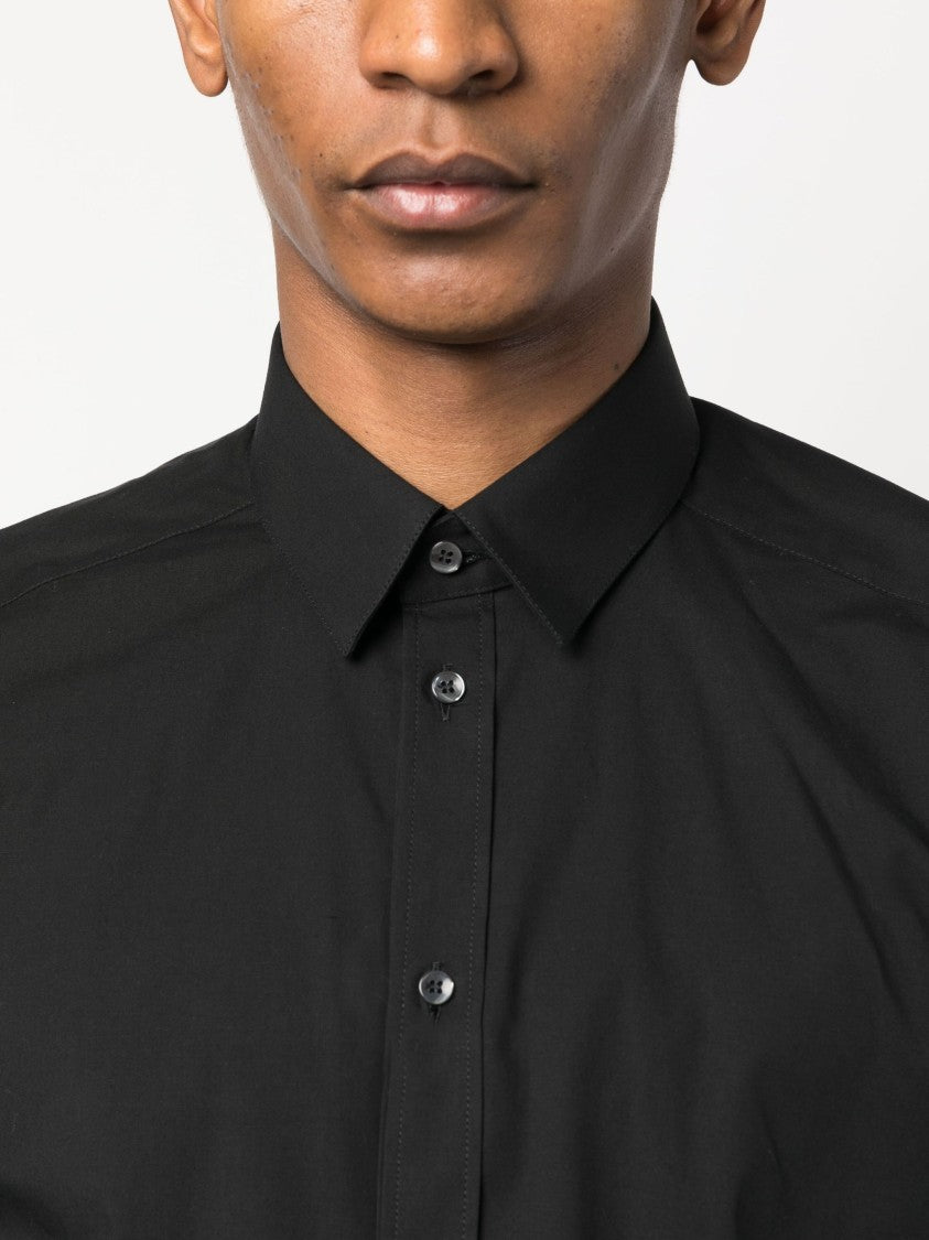 Dolce & Gabbana Slim-Fit Black Poplin Italian Collar Shirt