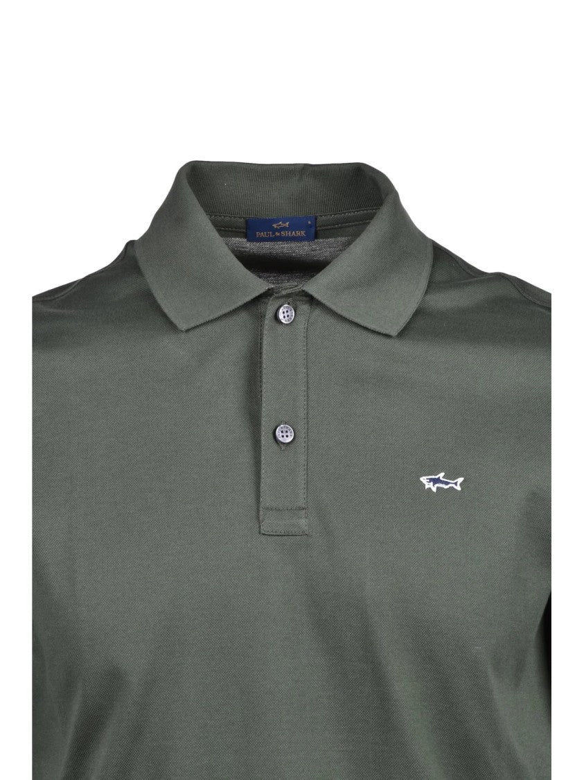 Paul & Shark Green Cotton Embroidered Polo Shirt