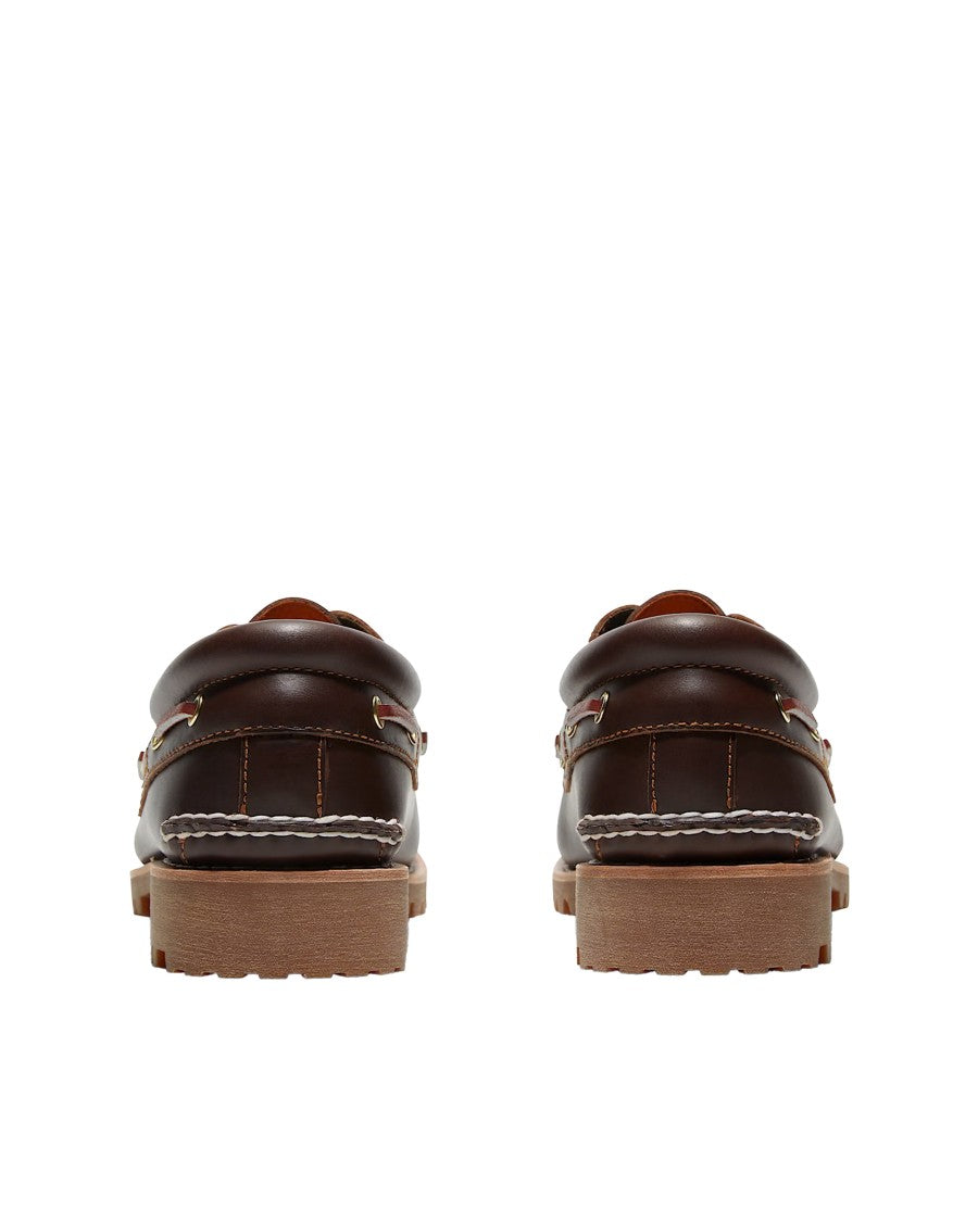 Timberland Authentic 3-Eye Lug Handsewn Brown Boat Shoes