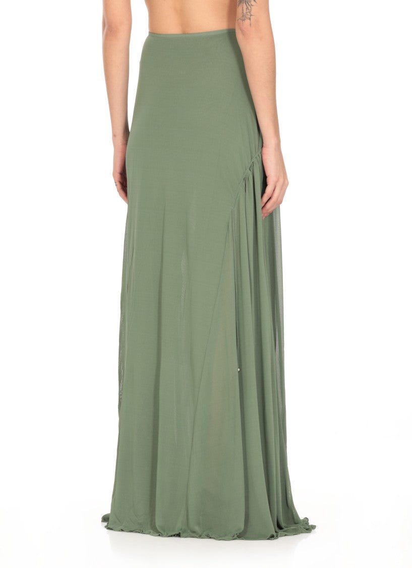 Lanvin Flowing Green Viscose/Silk Blend Jupe Skirt