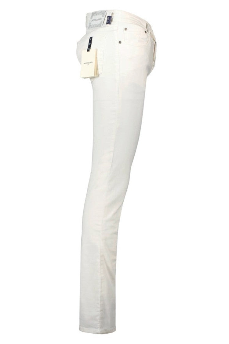 Jacob Cohen White Slim-Fit Five-Pocket Cotton-Blend Pants