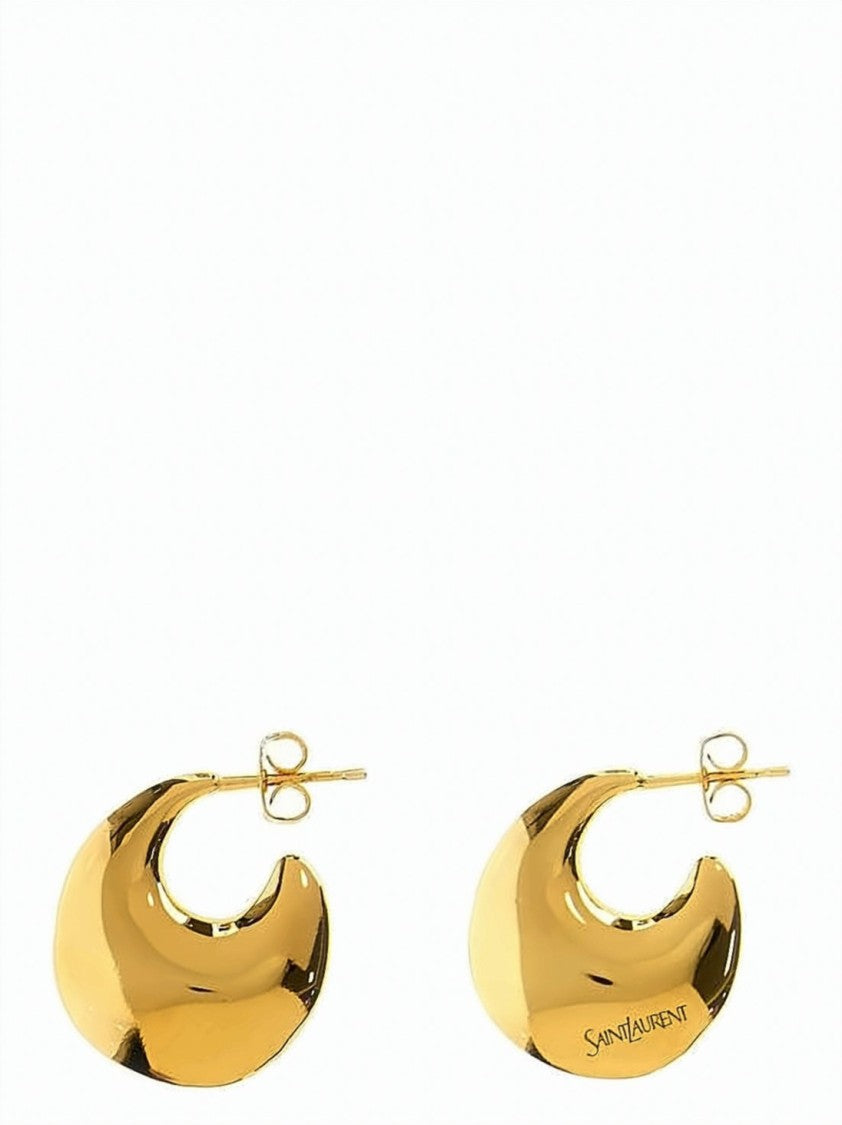 Saint Laurent Crescent Hoop Earrings With Polished Finish