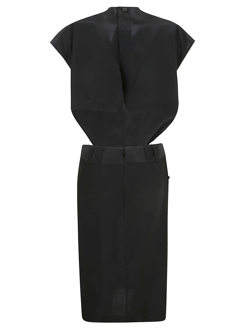Saint Laurent Structured Black Dress With High Neckline