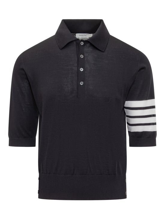 Thom Browne Fine Merino Wool Four-Stripe Polo Shirt