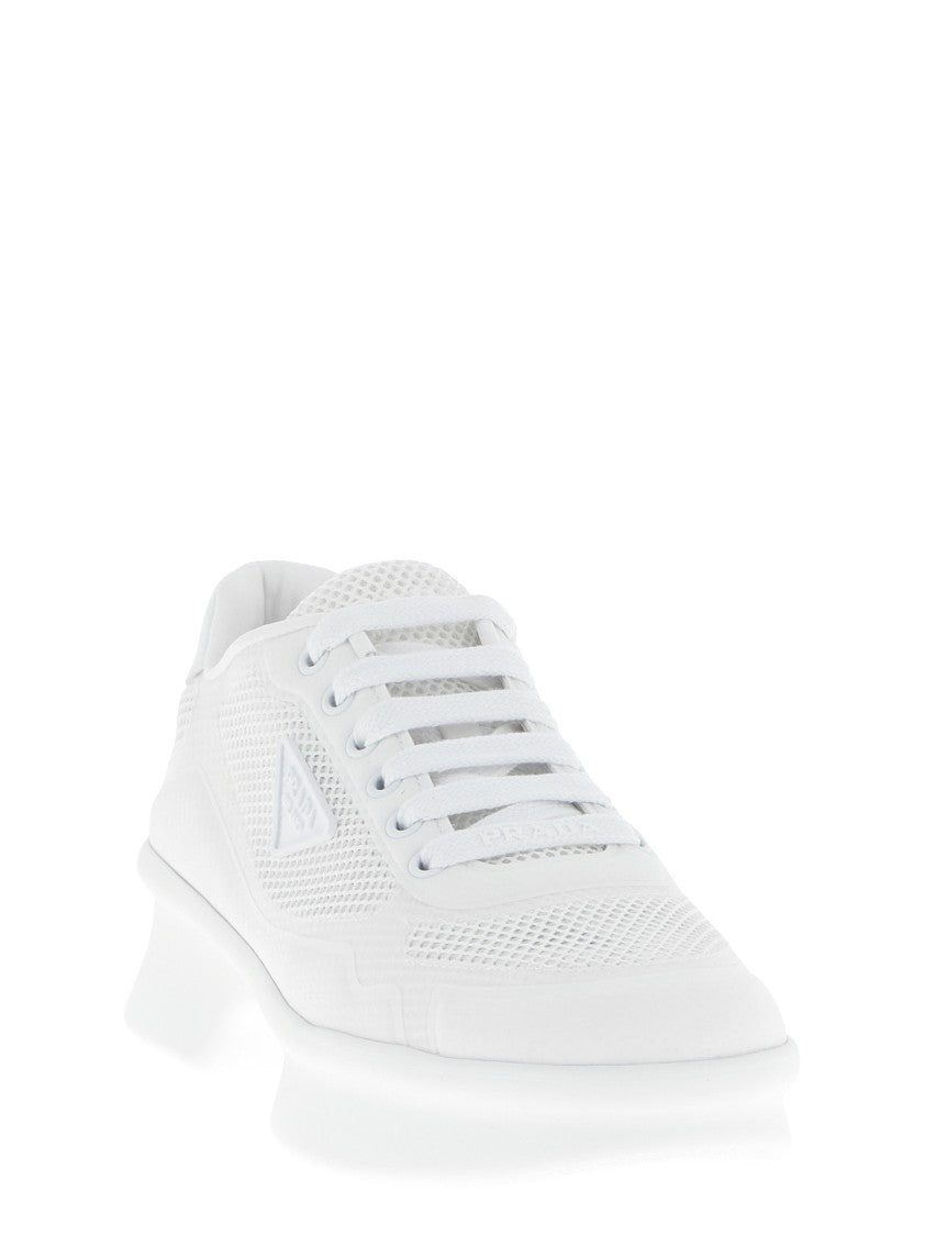 Prada Openwork Mesh Sneakers With Oversized Rubber Sole