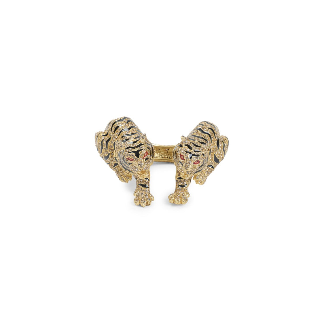 Roberto Cavalli Intricately Designed Tiger Head Brass Cuff Bracelet