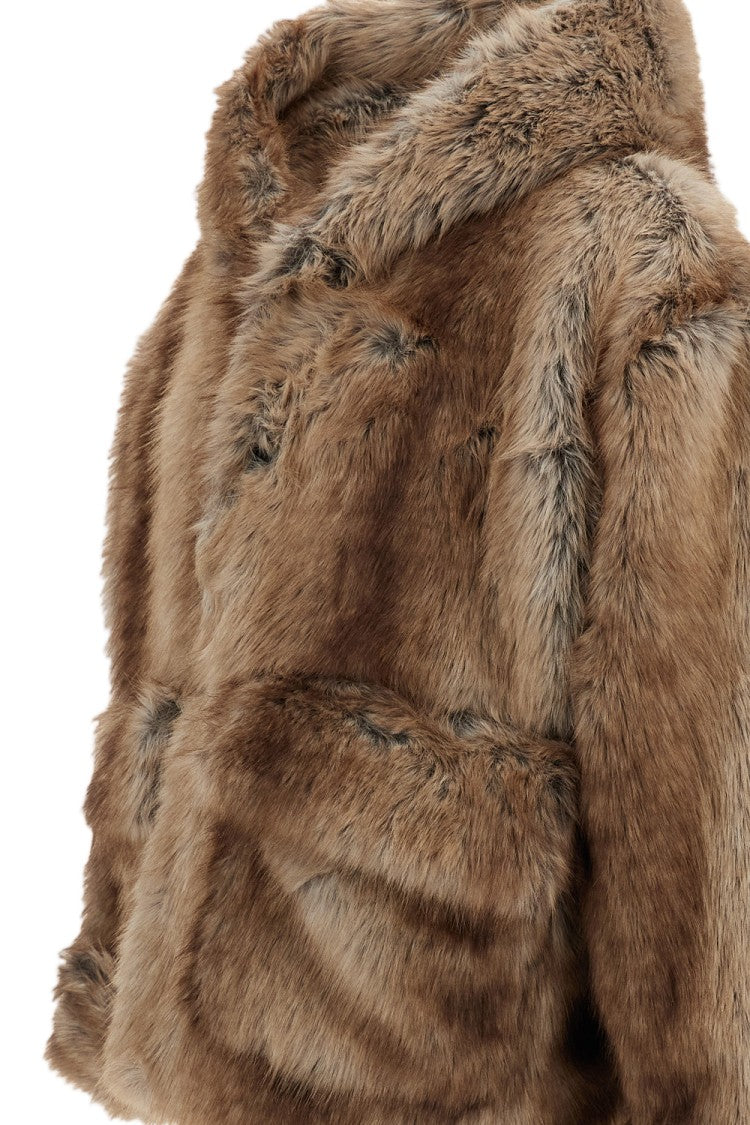 Found Brown Boxy Faux Fur Hooded Jacket