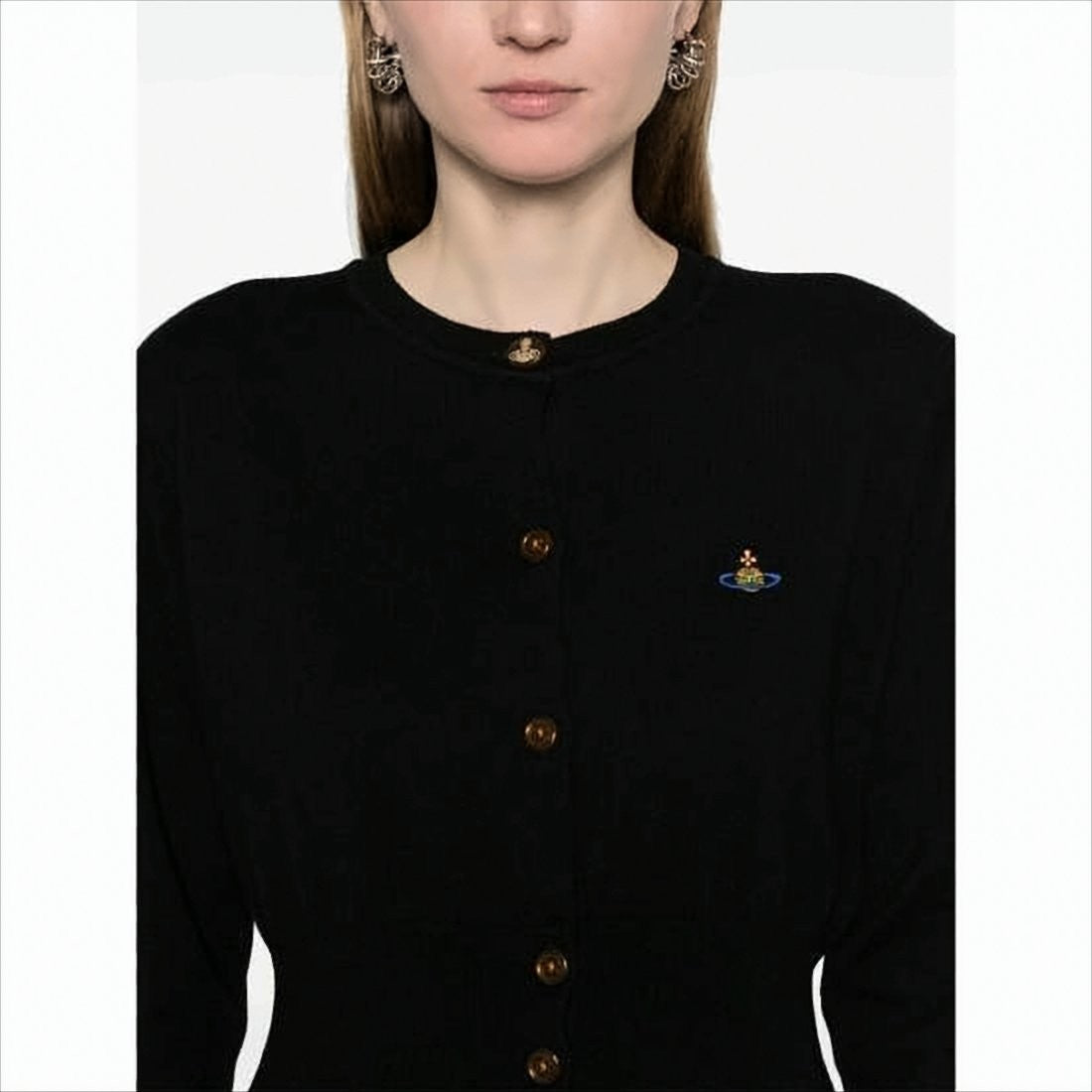 Vivienne Westwood Fitted Round Neck Cardigan With Embroidered Detail