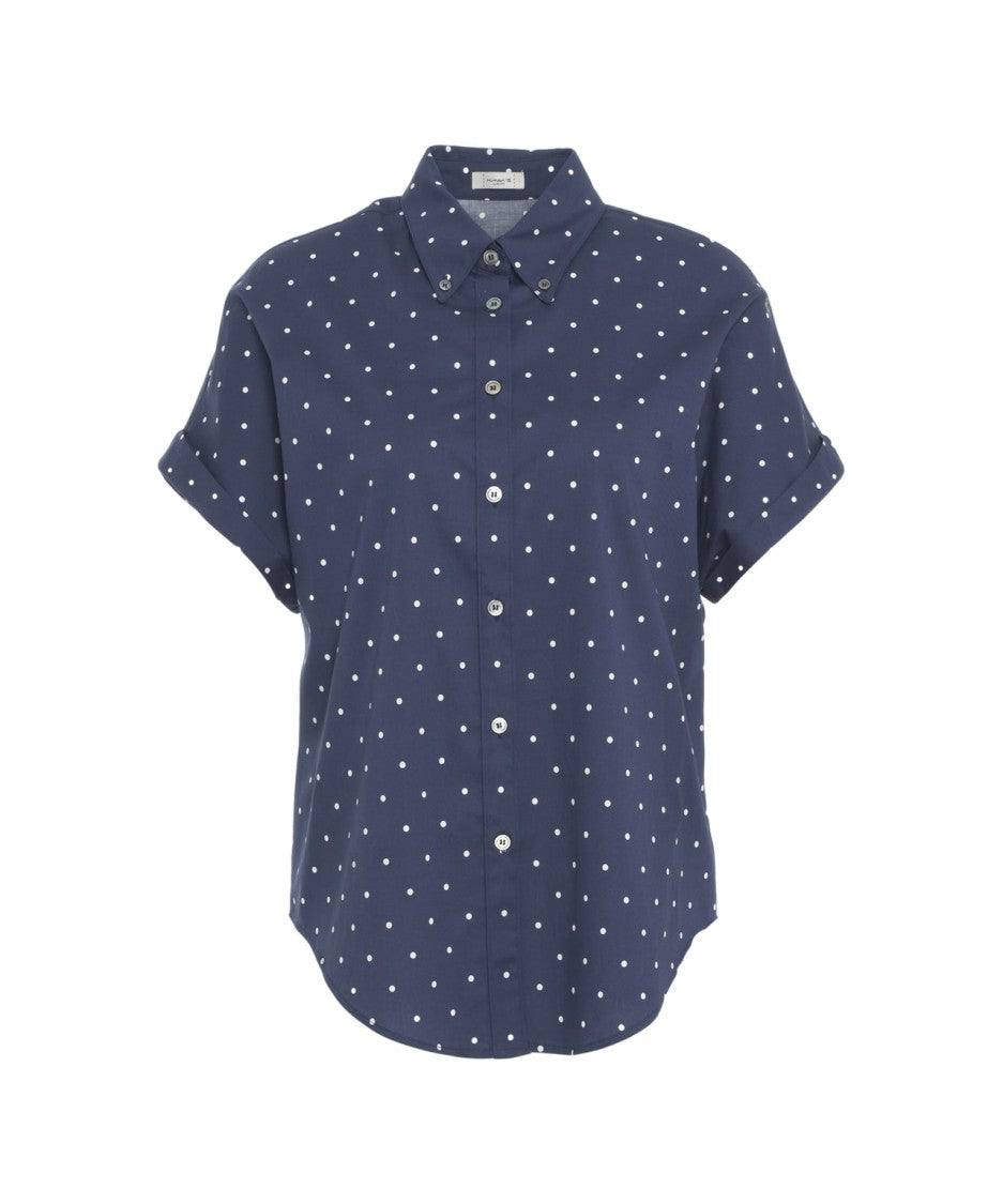 Himons Polka Dot Print Blouse With Button-Down Collar