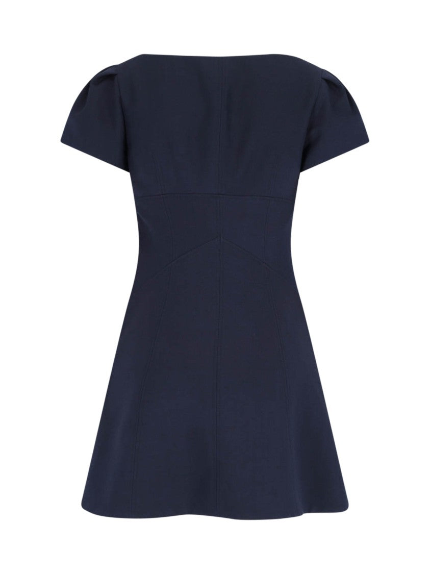 Alexander Mcqueen Mini Dress In Navy Wool