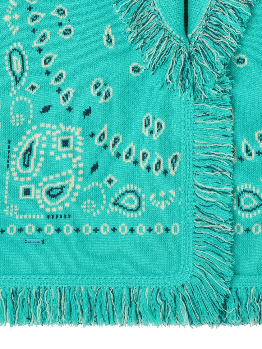 Alanui Jacquard Bandana Cardigan With Fringed Edges