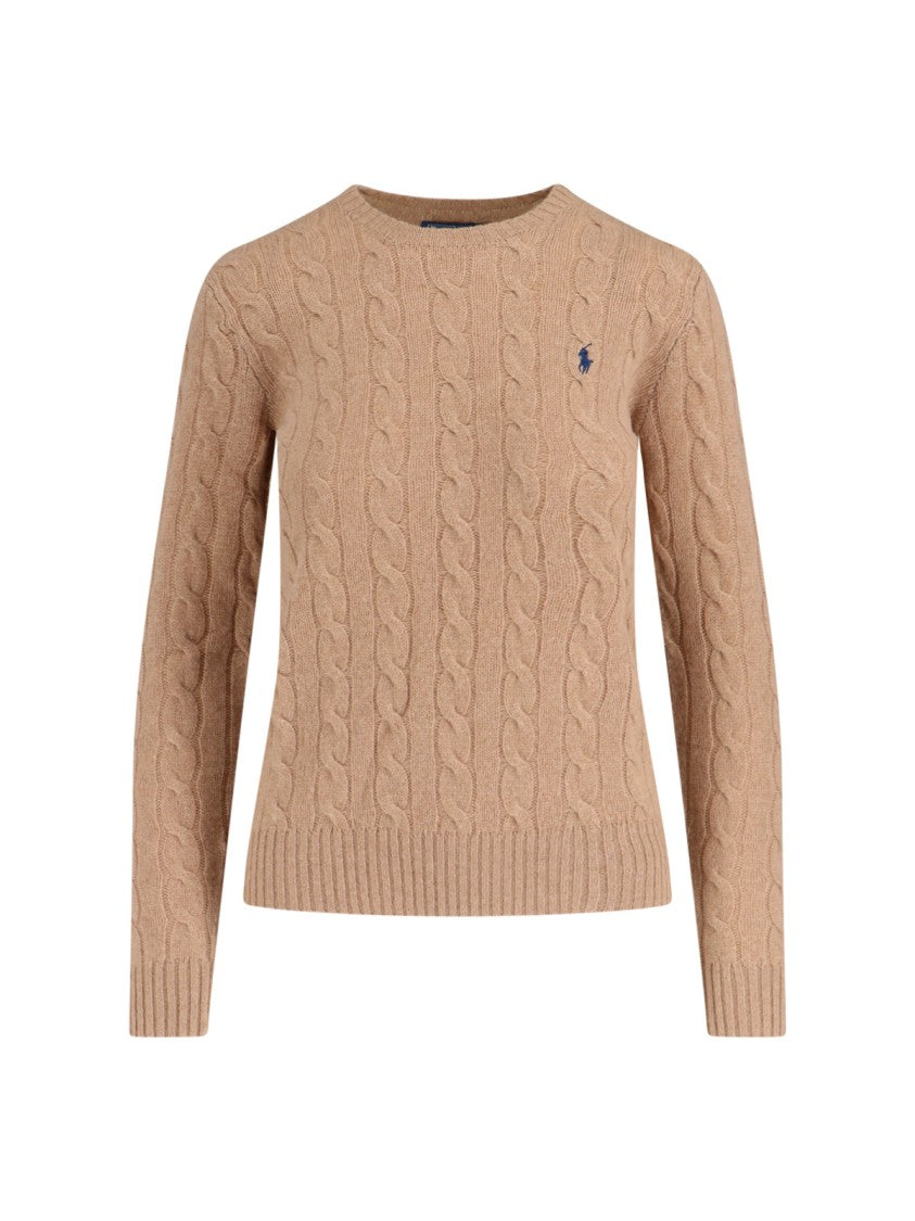 Polo Ralph Lauren Beige Cable Knit Wool-Cashmere Sweater