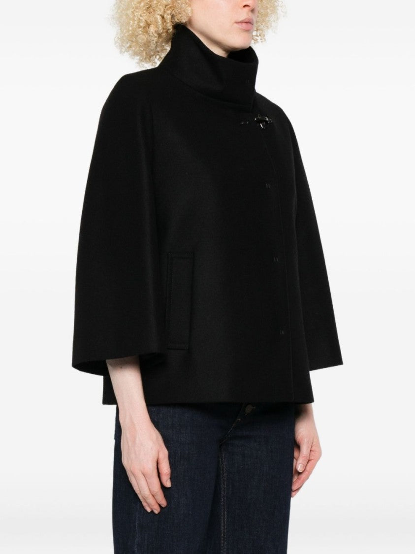 Fay Structured Black Jacket With High Collar