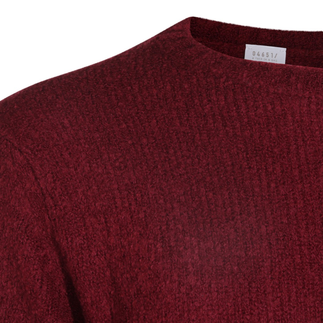 04651/A Trip In A Bag Burgundy Knit Sweater With Ribbed Cuffs And Classic Crew Neck