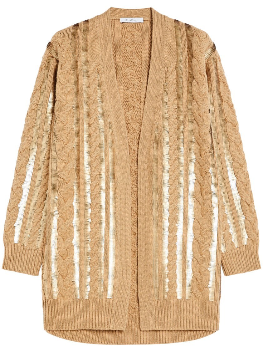 Max Mara Textured Cable Knit Cardigan With Metallic Accents