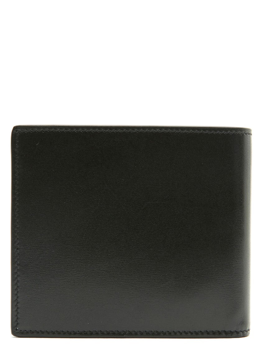 Saint Laurent Minimalist Black Leather Wallet With Silver Logo