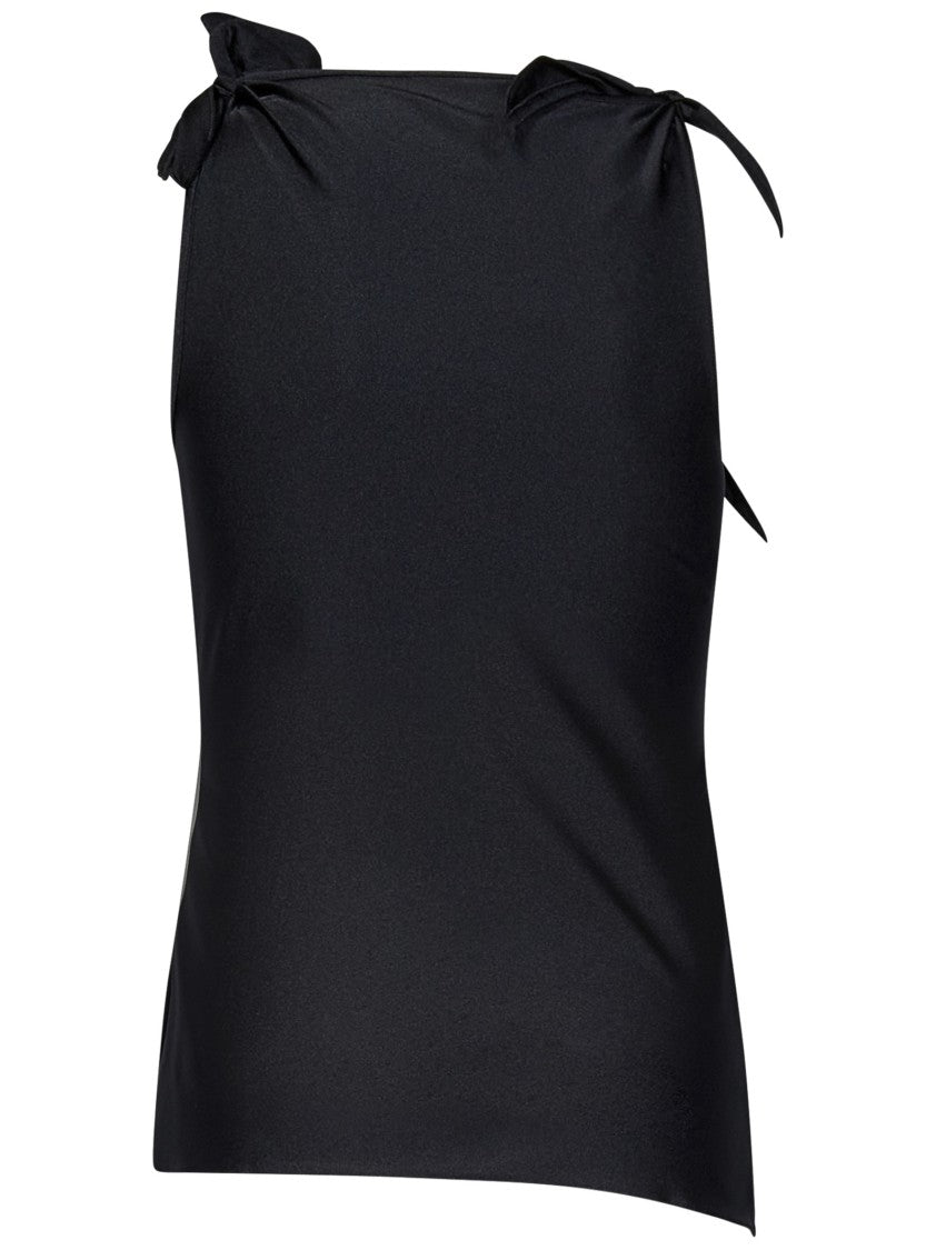 Coperni Fitted Black Stretch Top With Flower Knots