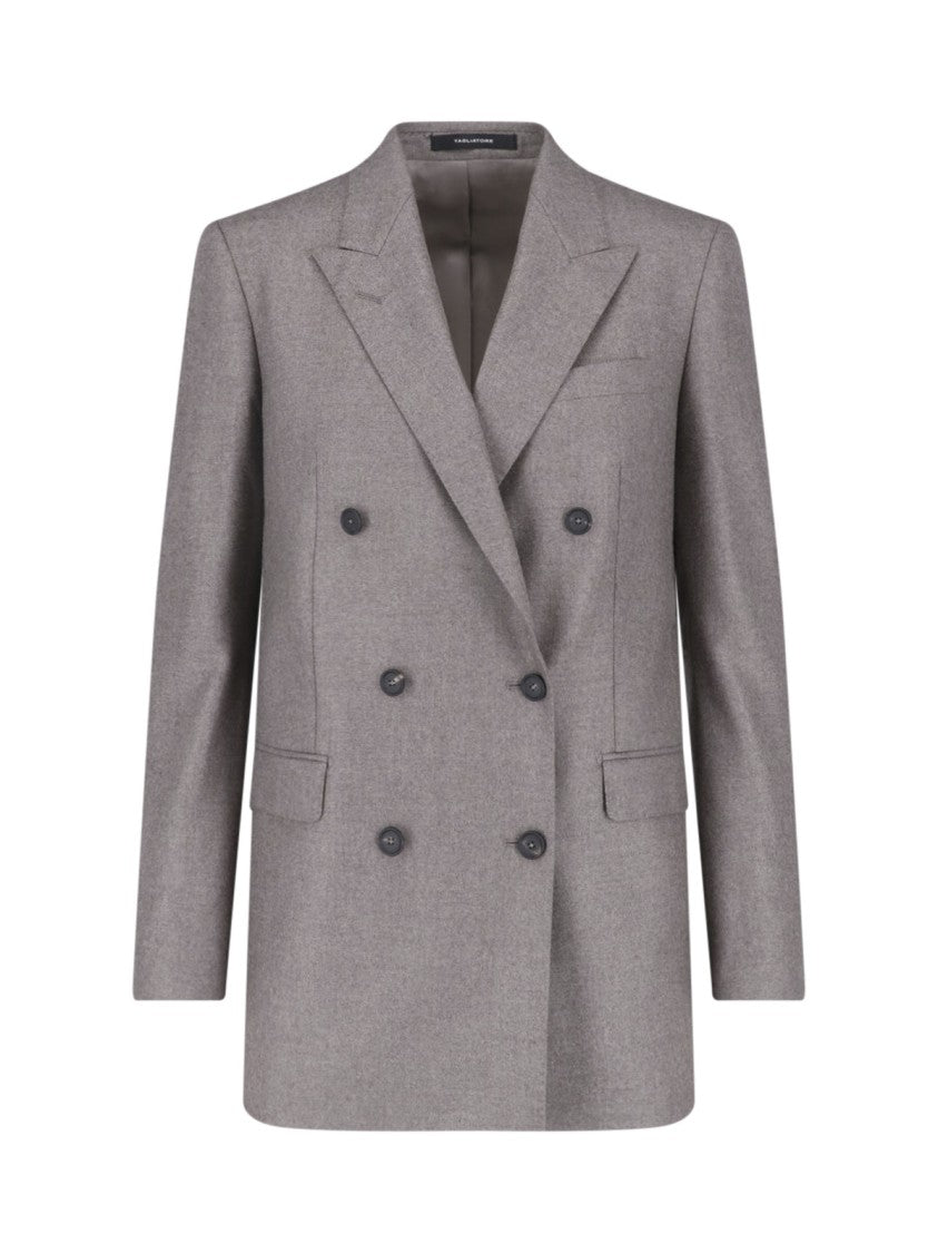 Tagliatore J-Jasmine Grey Virgin Wool Double-Breasted Blazer