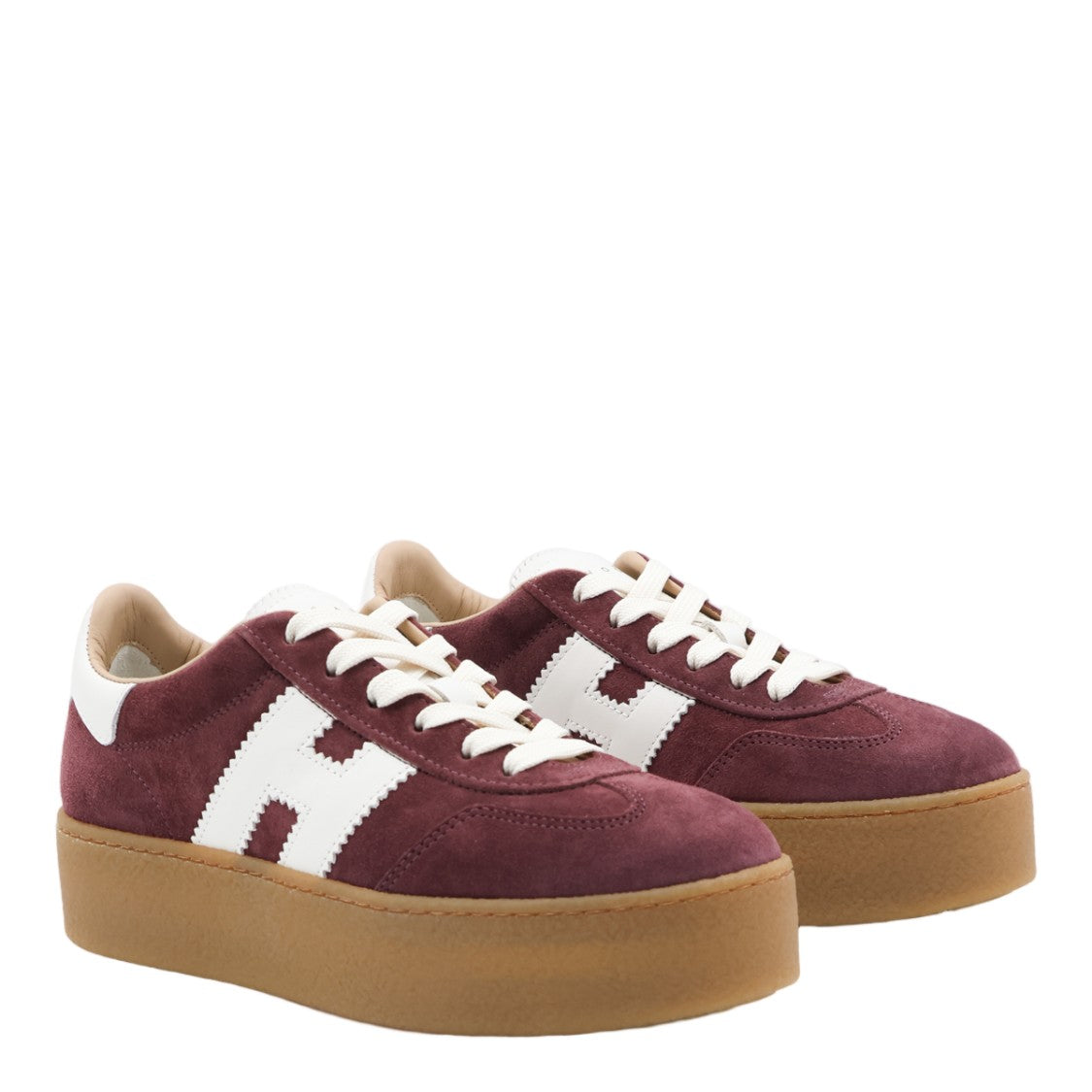 Hogan Platform Sneakers With Burgundy Suede Upper