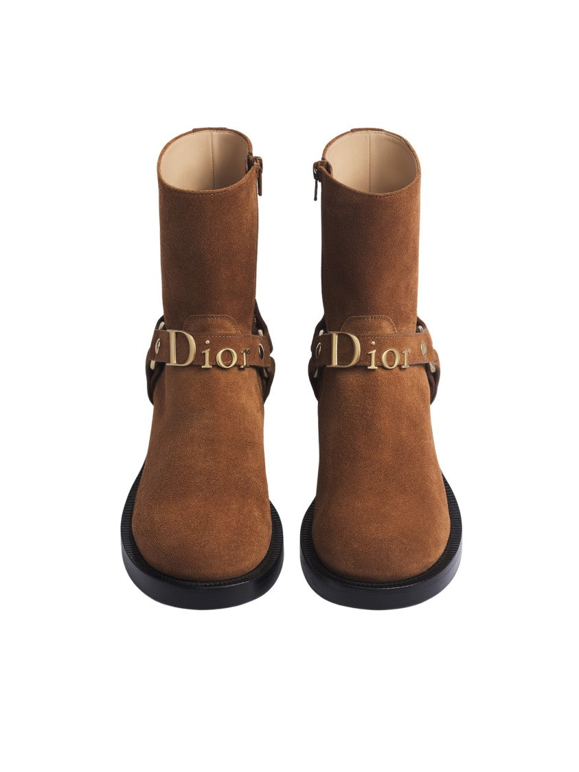 Christian Dior Gold Hardware Ankle-High Suede Boots