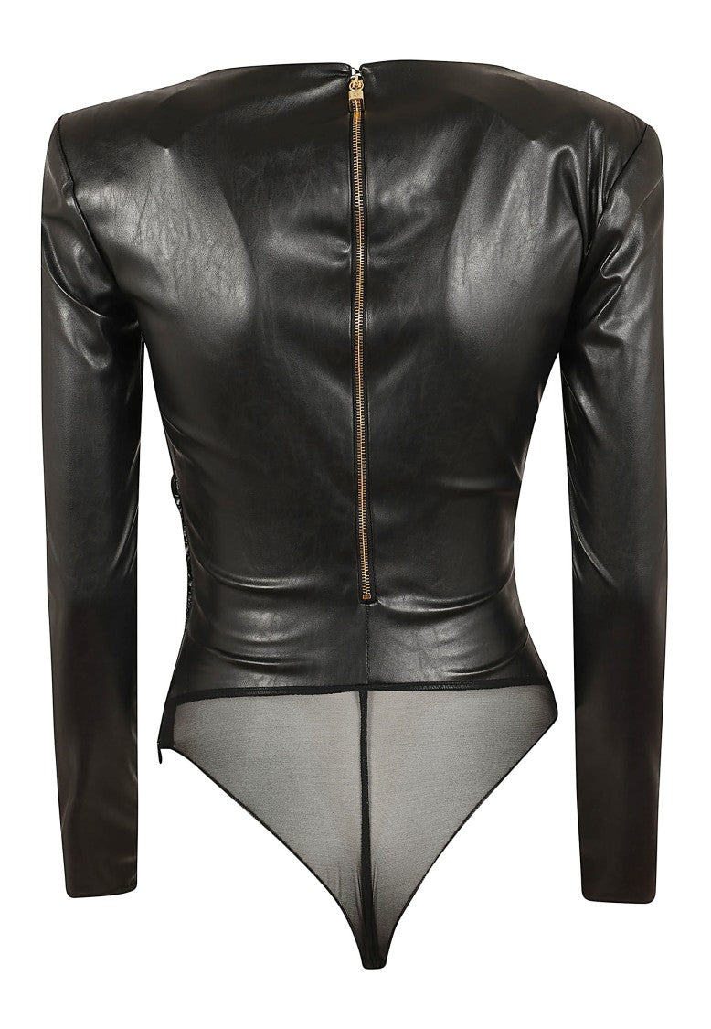 Elisabetta Franchi Structured Shoulder Draped Synthetic Bodysuit