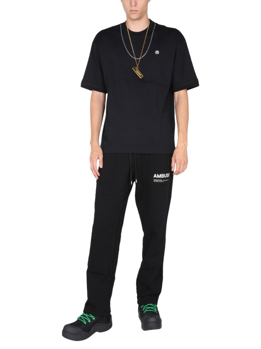 Ambush Crew Neck T-Shirt With Iconic Chain Embroidery