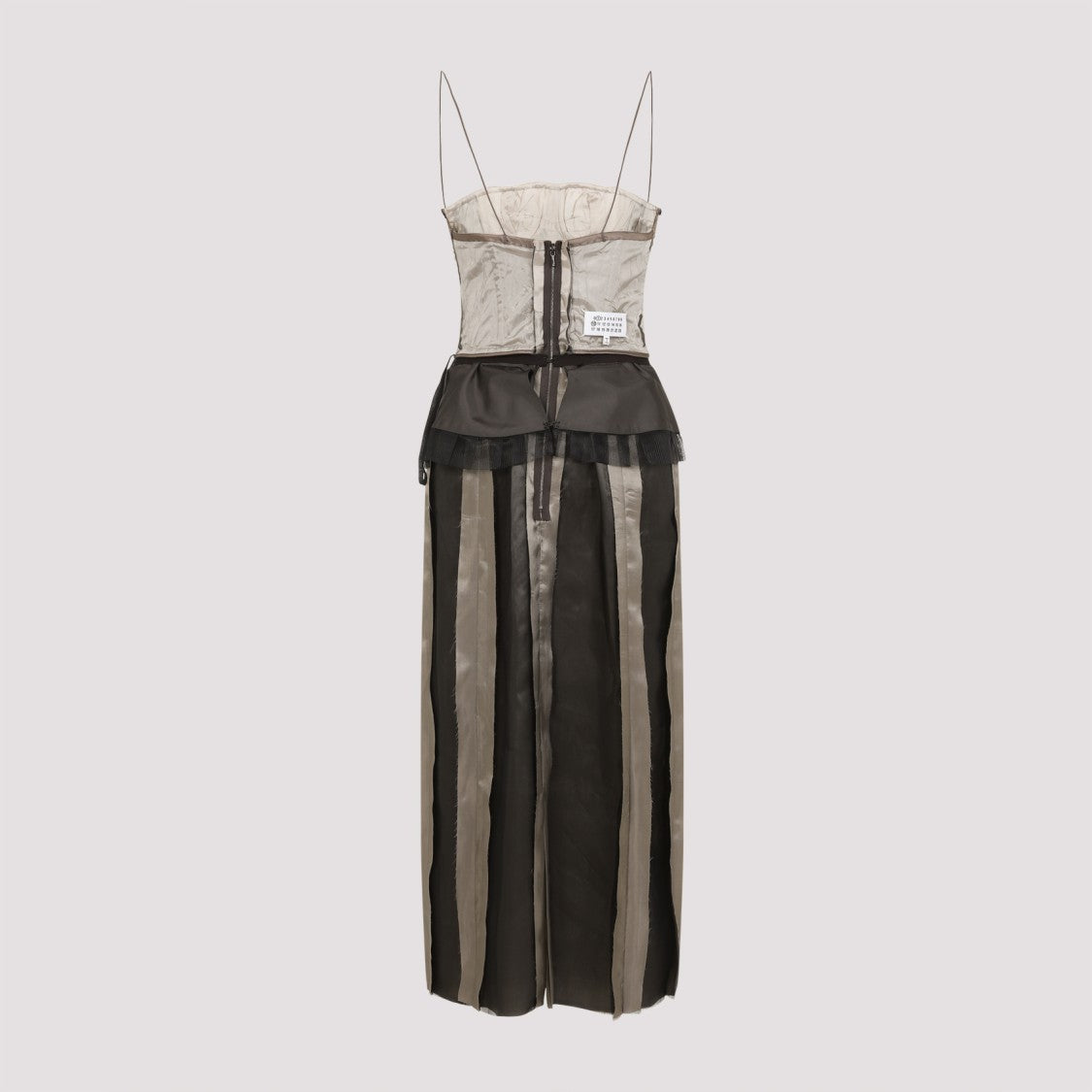 Maison Margiela Silver And Black Silk Midi Dress