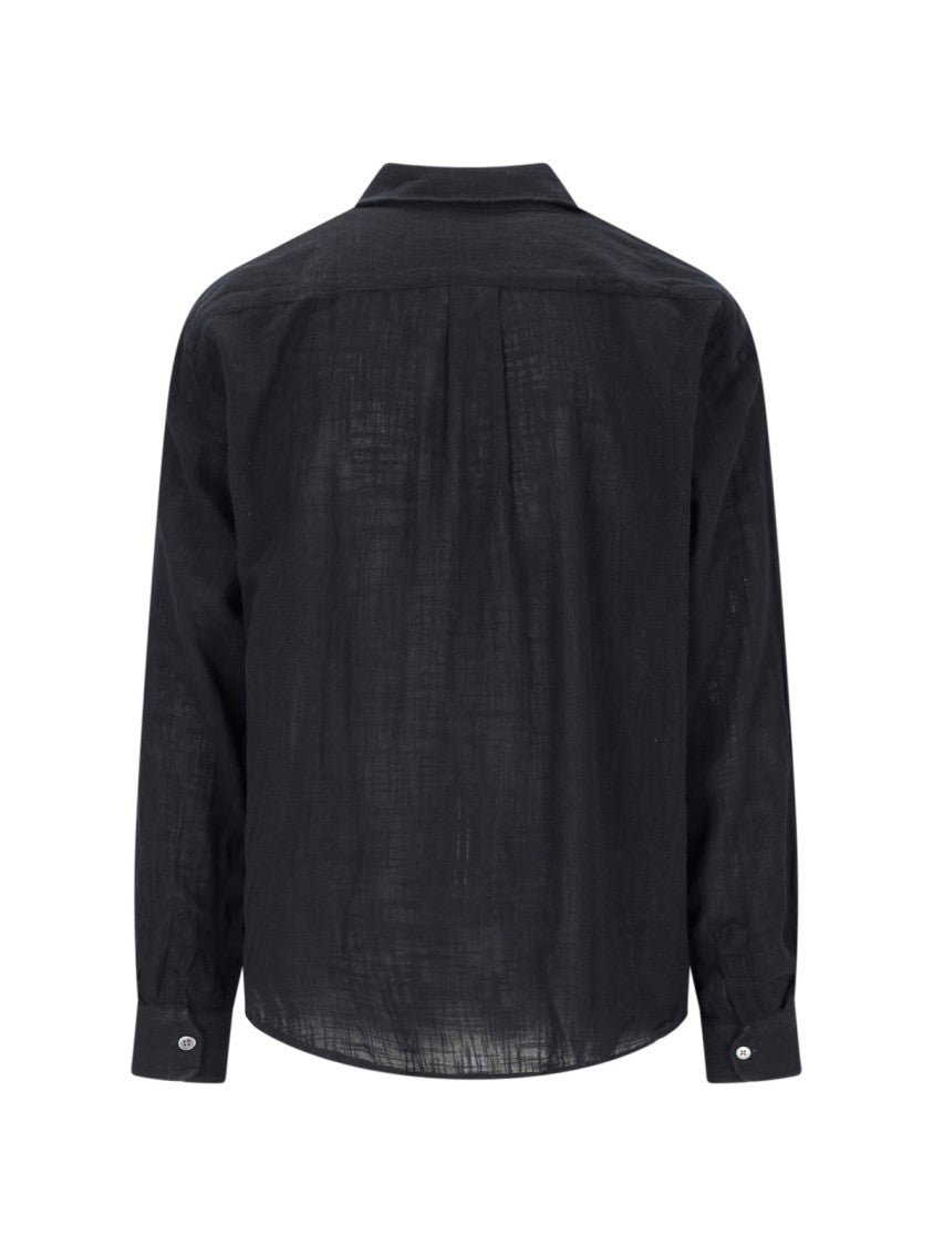 Our Legacy Relaxed Fit Black Shirt With Classic Collar And Textured Fabric