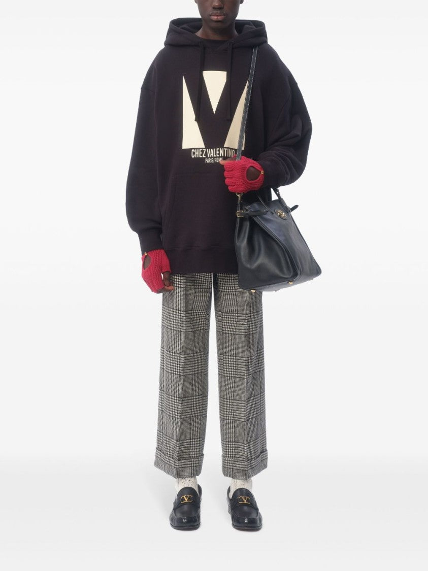 Valentino Drawstring Hood Sweatshirt With Bold Chez Print