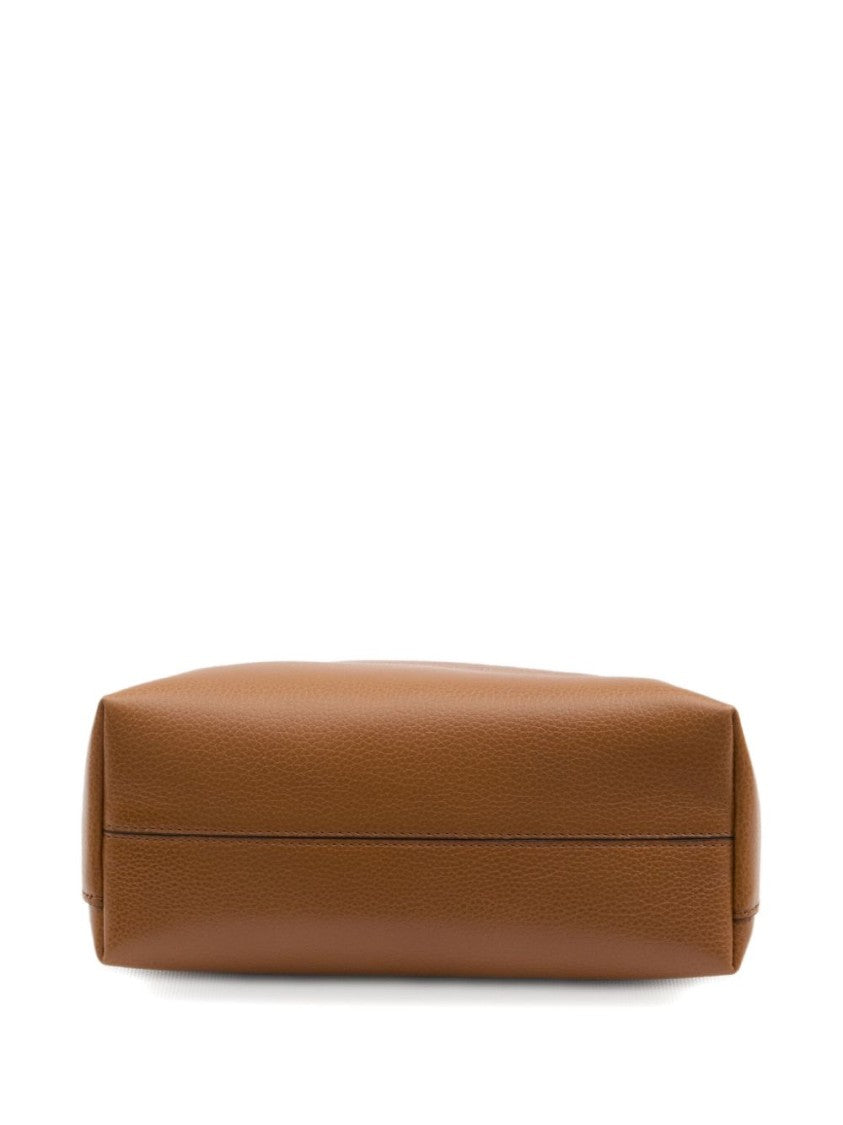Tod's Structured Pebbled Leather Handbag With Metallic Clasp