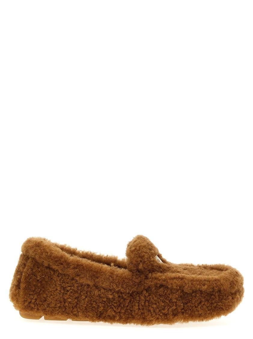 Prada Plush Shearling Loafers With Enameled Logo Detail