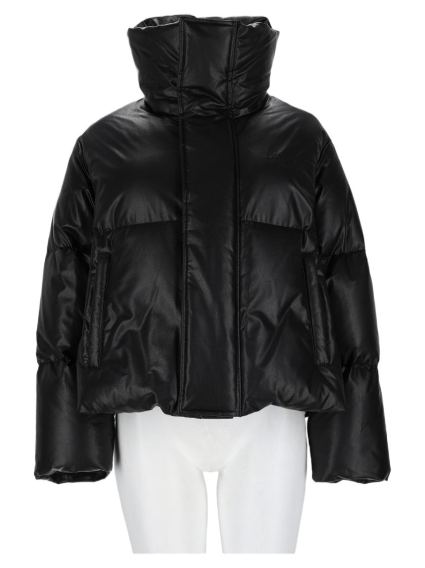 Mm6 By Maison Margiela Cropped Padded Jacket With Structured Collar And Concealed Closure