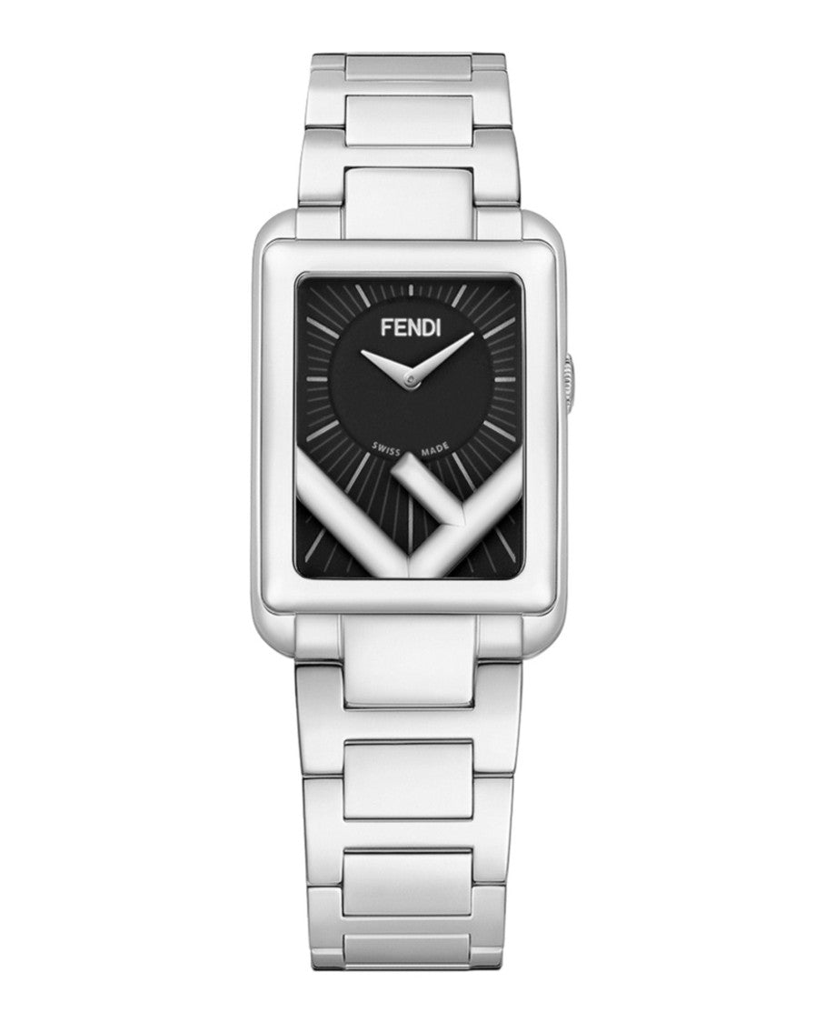 Fendi Run Away Bracelet Watch With Rectangular Face And Black Opalin Dial