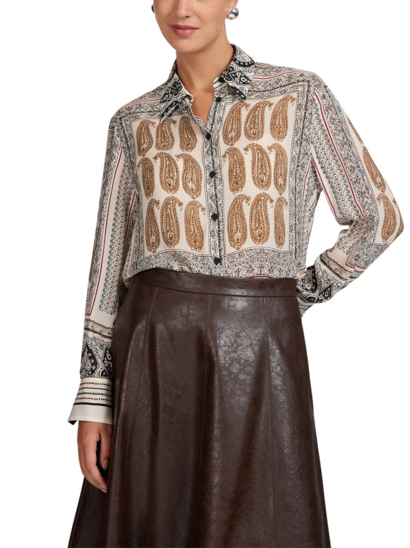 Elena Miro` Paisley Print Viscose Twill Shirt