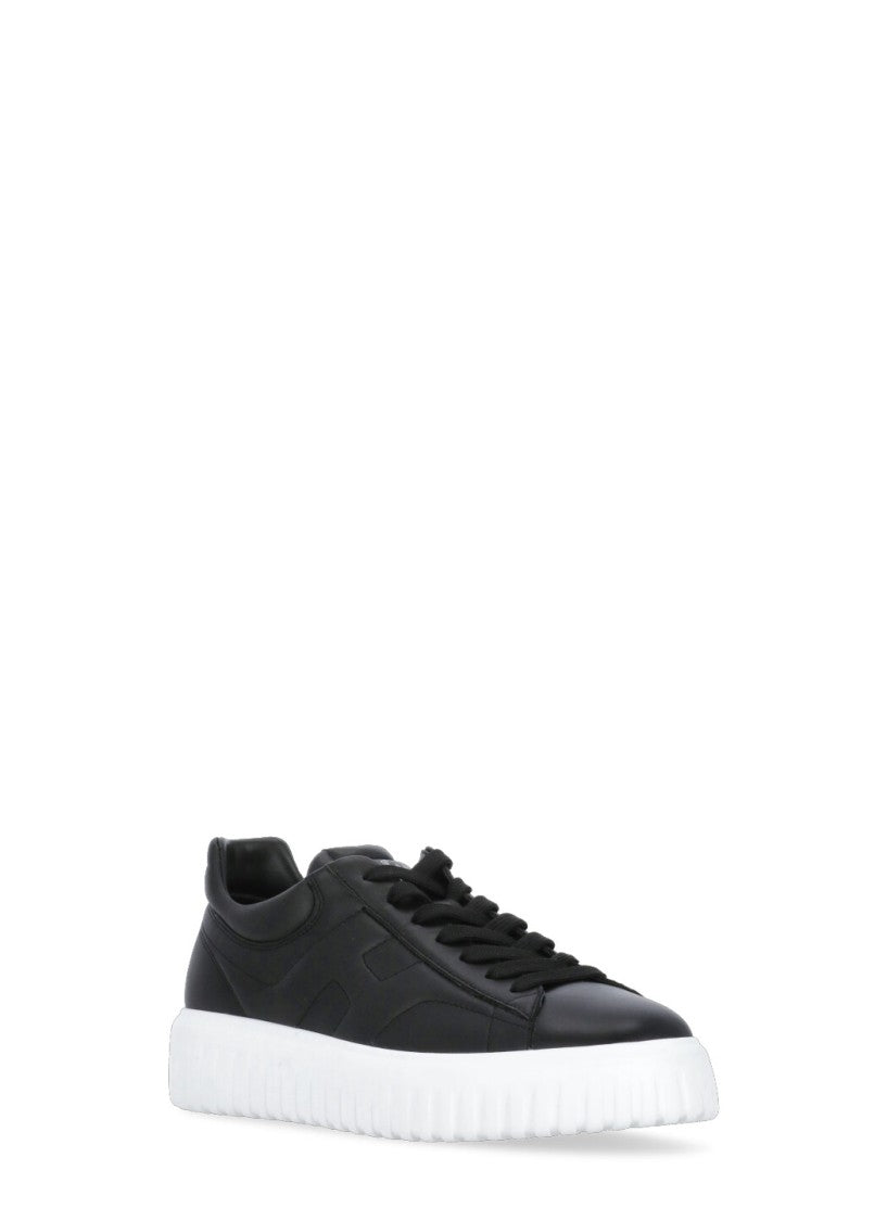 Hogan Black H-Stripes Leather Sneakers