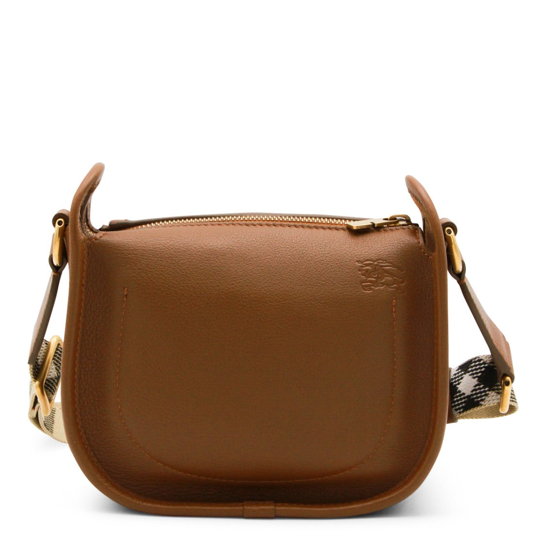 Burberry Brown Leather Shoulder Bag With Gold-Tone Details