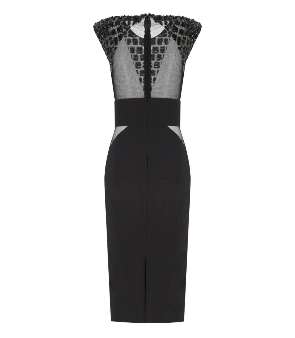 Elisabetta Franchi Black Midi Dress With Sequins