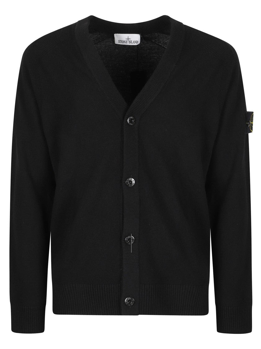 Stone Island Cardigan-Style Sweater With V-Neckline And Distinctive Logo