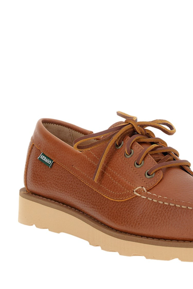 Sebago Brown-Mocha Askookfield Tumb Leather Hand-Sewn Loafers