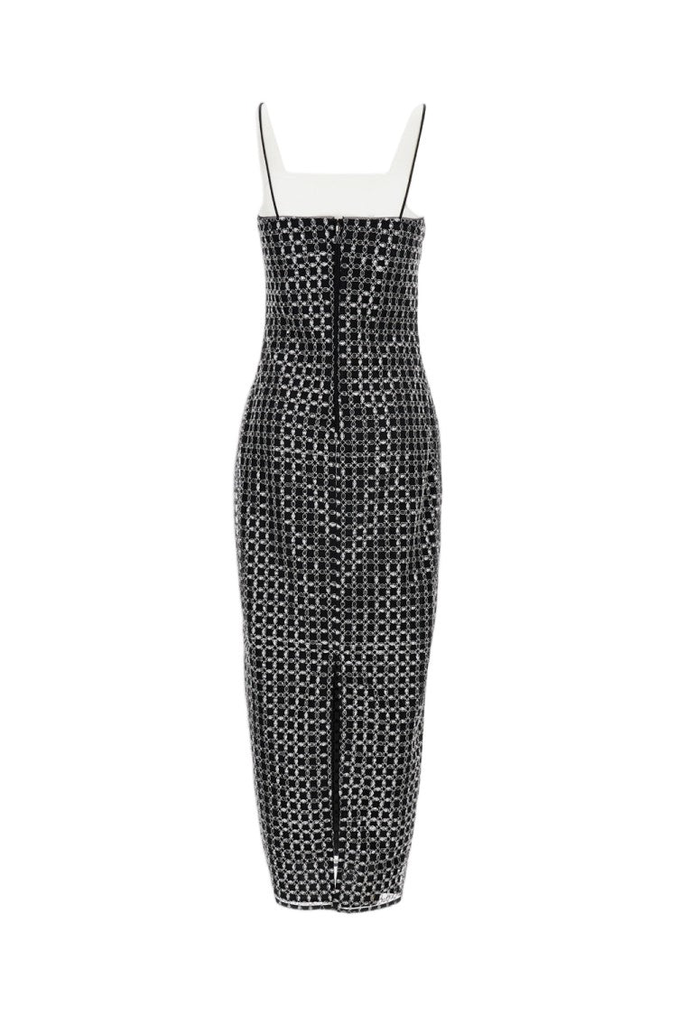 Rotate Birger Christensen Symmetrical Sequin Embroidered Fitted Long Dress