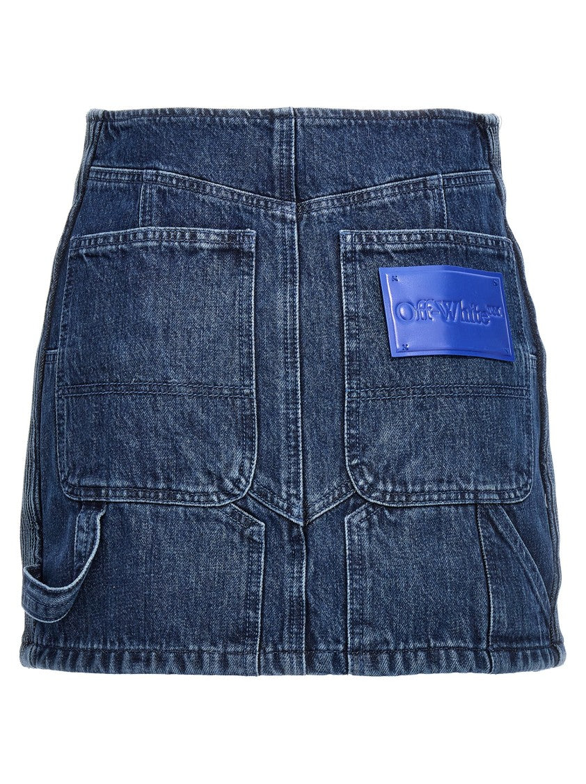 Off-White Low-Waist Denim Miniskirt With 3D Detailing