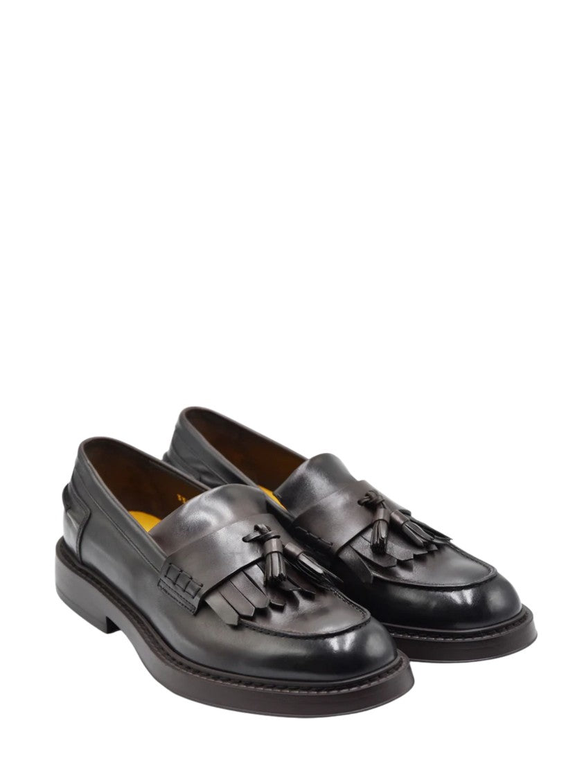 Doucal's Black Adler Polished Leather Loafers